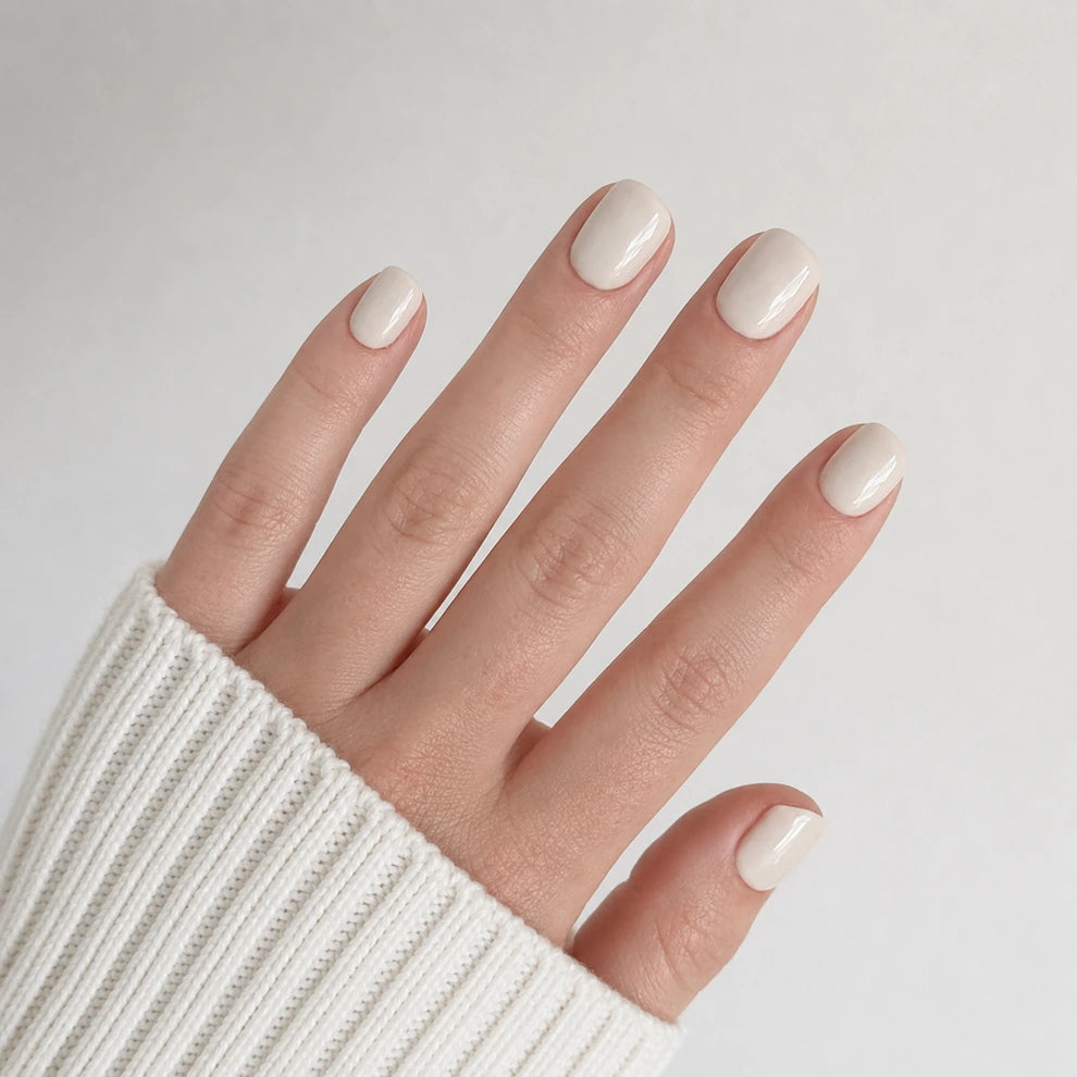 Ivory Cloud short square press-on nails by Matchy Nails
