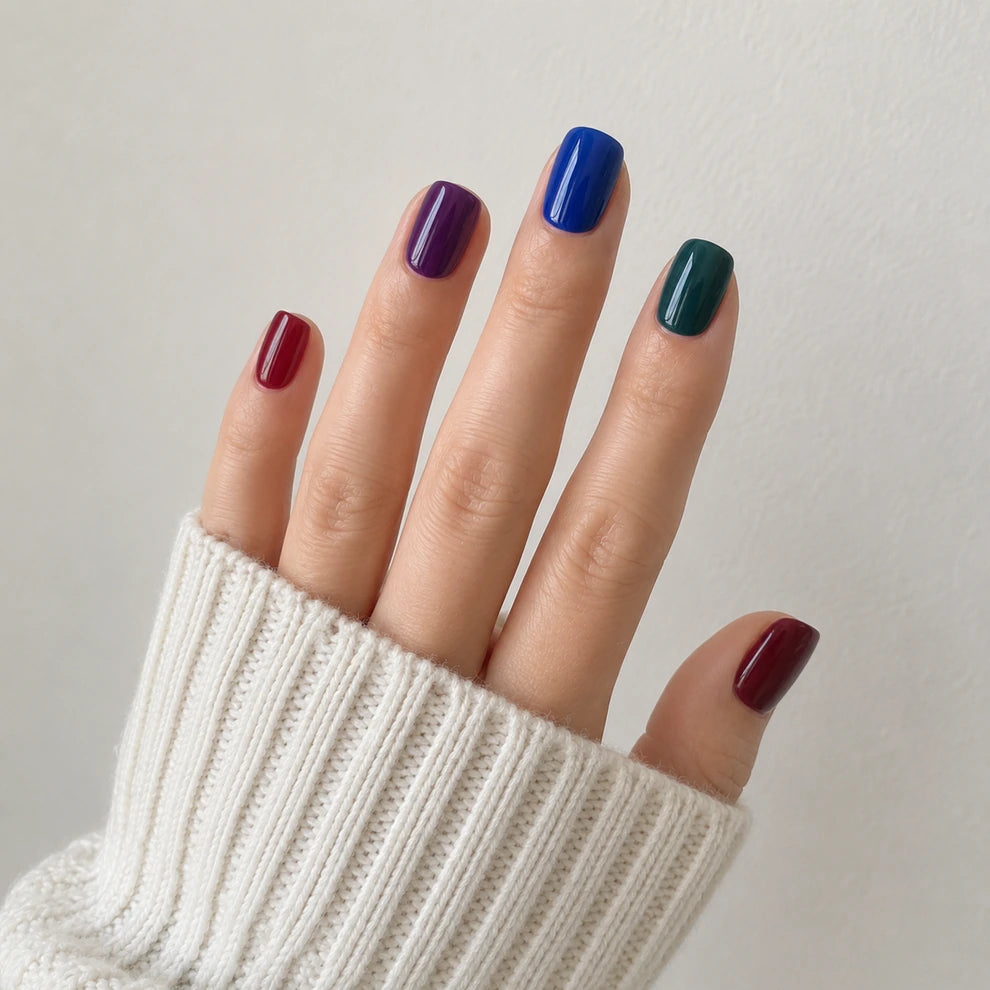 Jewel Glaze short almond press-on nails by Matchy Nails