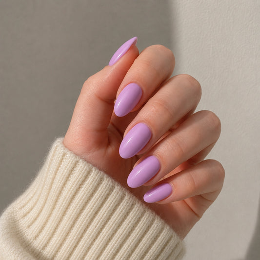 Lilac Glaze short almond press-on nails by Matchy Nails
