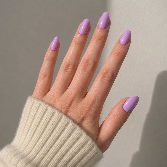 Lilac Glaze short almond press-on nails by Matchy Nails