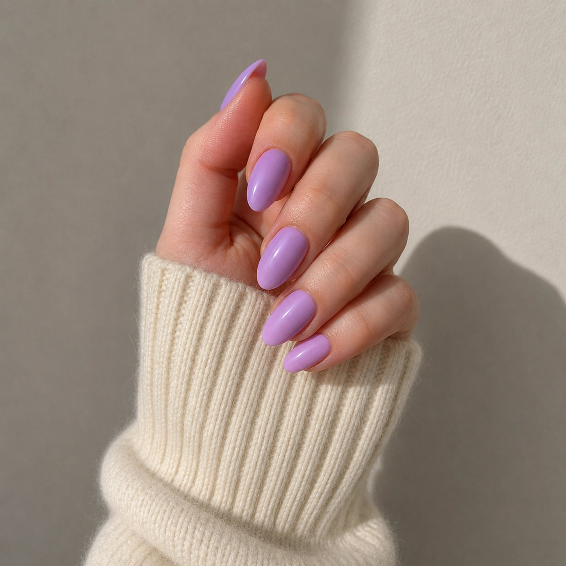 Lilac Glaze short almond press-on nails by Matchy Nails