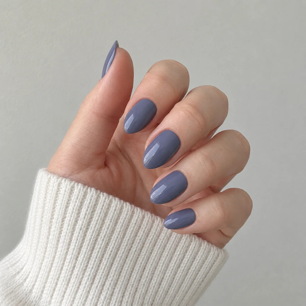 Slate Glaze short almond press-on nails by Matchy Nails