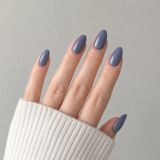 Slate Glaze short almond press-on nails by Matchy Nails