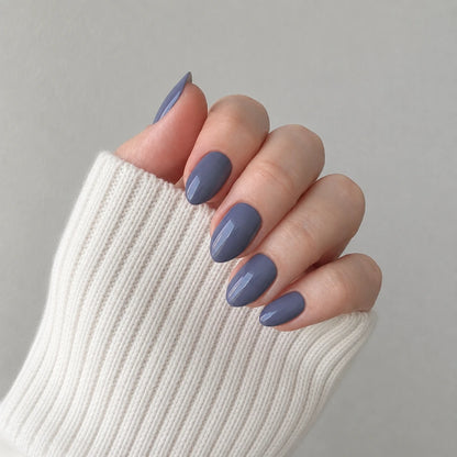 Slate Glaze short almond press-on nails by Matchy Nails