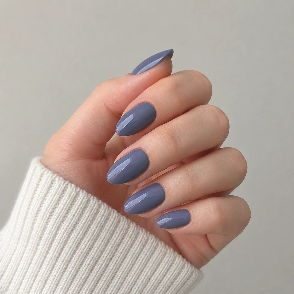 Slate Glaze short almond press-on nails by Matchy Nails