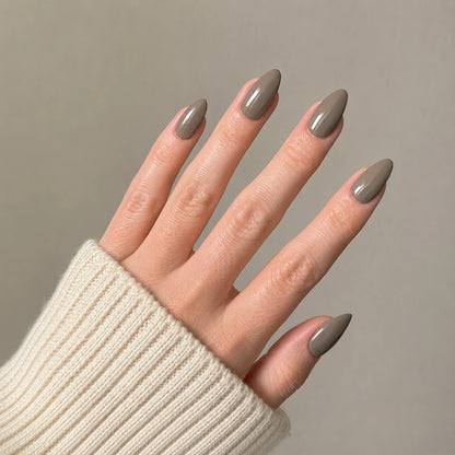 Taupe Glaze short almond press-on nails by Matchy Nails
