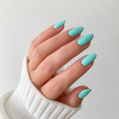 Aqua Glaze medium almond press-on nails by Matchy Nails
