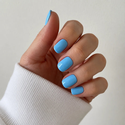 Bluebell Glaze short square press-on nails by Matchy Nails