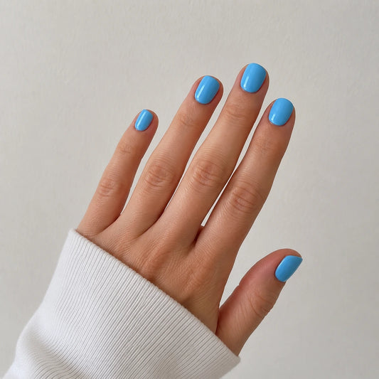 Bluebell Glaze short square press-on nails by Matchy Nails