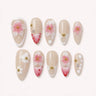 Blush Floralia medium almond floral press-on nails product display