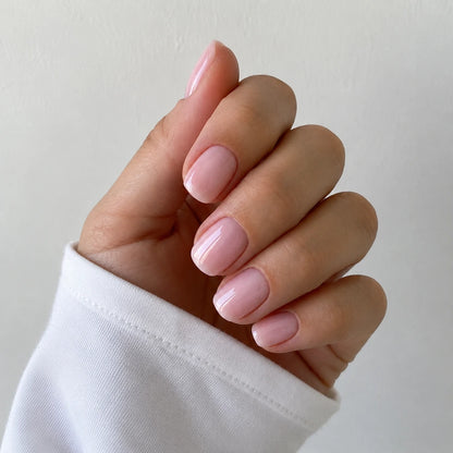 Blush Veil short square press-on nails by Matchy Nails