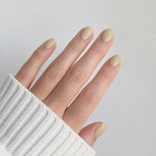 Buttercream Glaze short square press-on nails by Matchy Nails