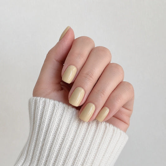 Buttercream Glaze short square press-on nails by Matchy Nails