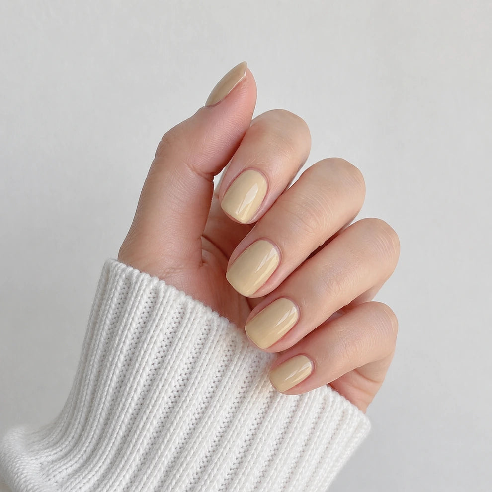 Buttercream Glaze short square press-on nails by Matchy Nails