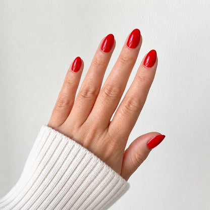Cherry Lacquer medium almond press-on nails by Matchy Nails