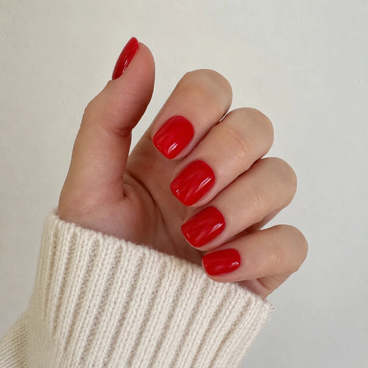 Crimson Glaze short square press-on nails by Matchy Nails