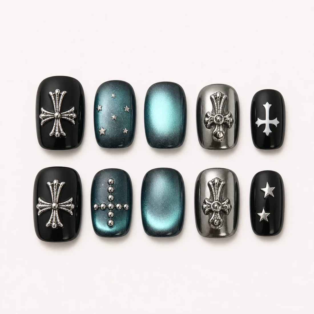 Cross Current gothic short square press-on nails