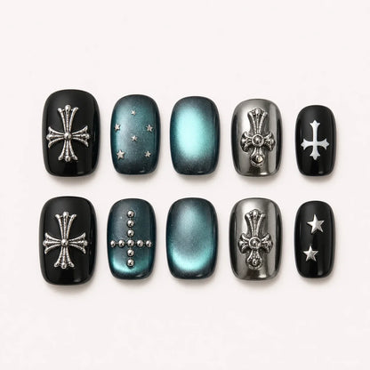 Cross Current gothic short square press-on nails