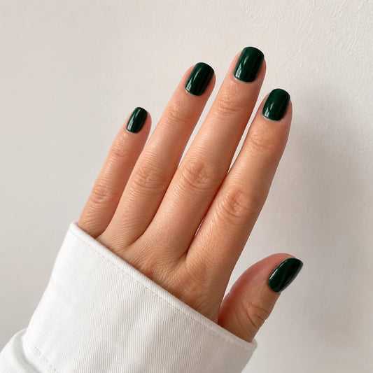 Emerald Glaze short square press-on nails by Matchy Nails