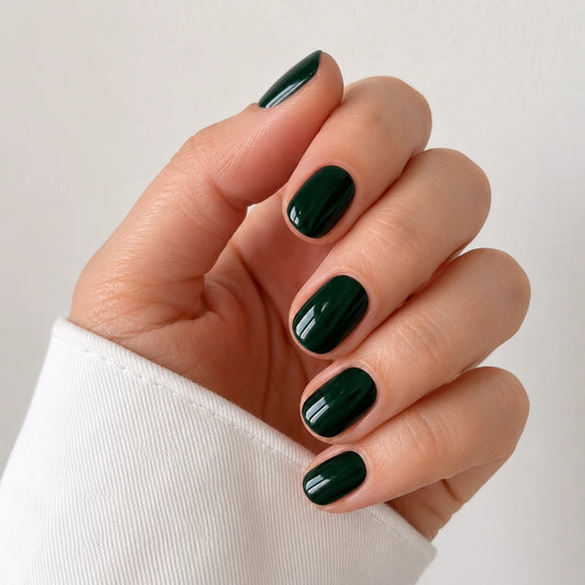Emerald Glaze short square press-on nails by Matchy Nails