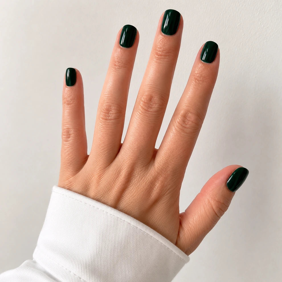 Emerald Glaze short square press-on nails by Matchy Nails