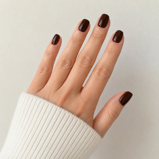 Espresso Glaze short square press-on nails by Matchy Nails