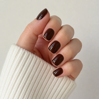 Espresso Glaze short square press-on nails by Matchy Nails