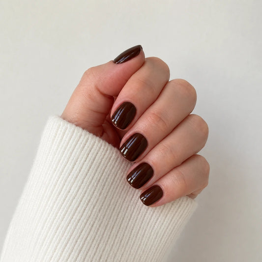 Espresso Glaze short square press-on nails by Matchy Nails
