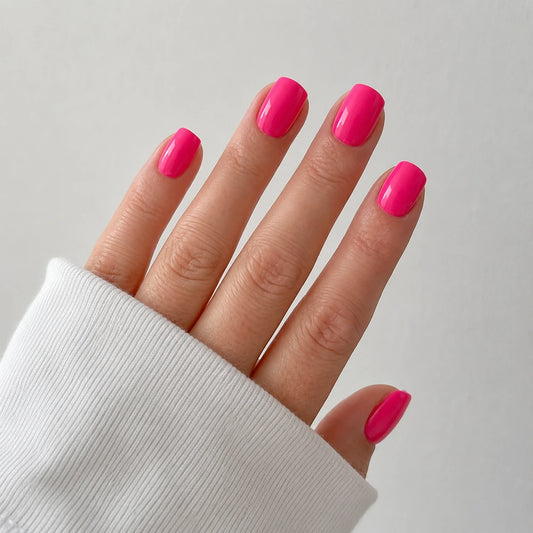 Fuchsia Glaze short square press-on nails by Matchy Nails