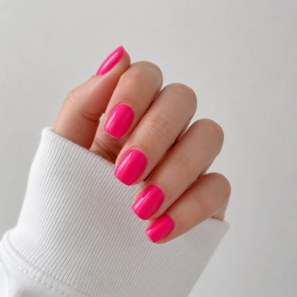 Fuchsia Glaze short square press-on nails by Matchy Nails