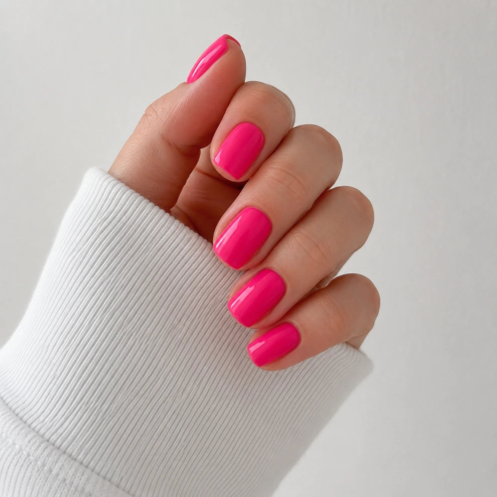 Fuchsia Glaze short square press-on nails by Matchy Nails