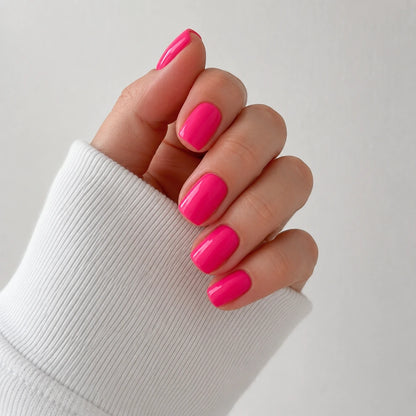Fuchsia Glaze short square press-on nails by Matchy Nails