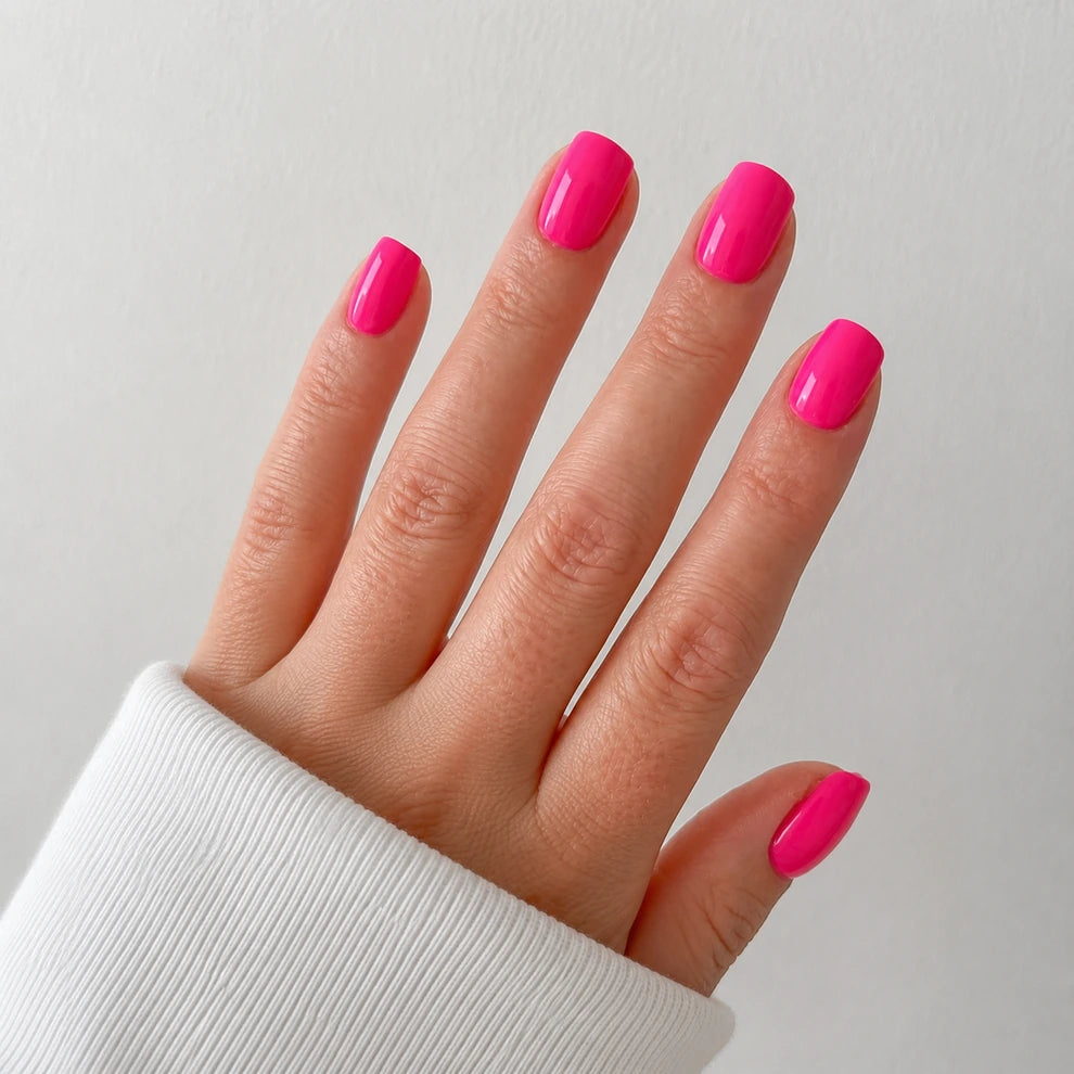 Fuchsia Glaze short square press-on nails by Matchy Nails