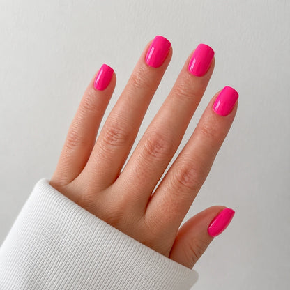 Fuchsia Glaze short square press-on nails by Matchy Nails