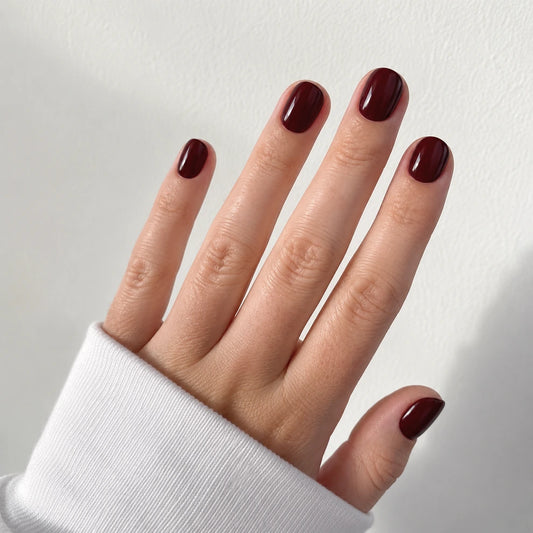 Garnet Glaze short square press-on nails by Matchy Nails