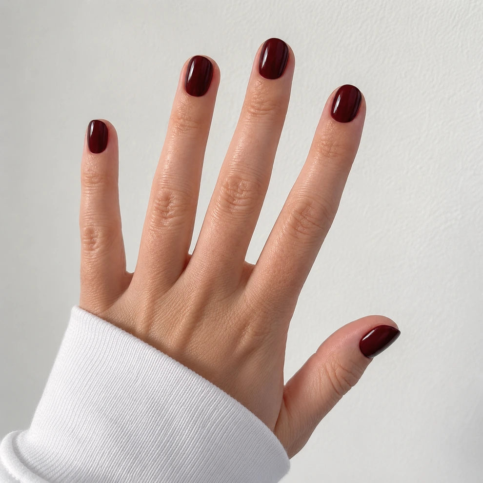 Garnet Glaze short square press-on nails by Matchy Nails