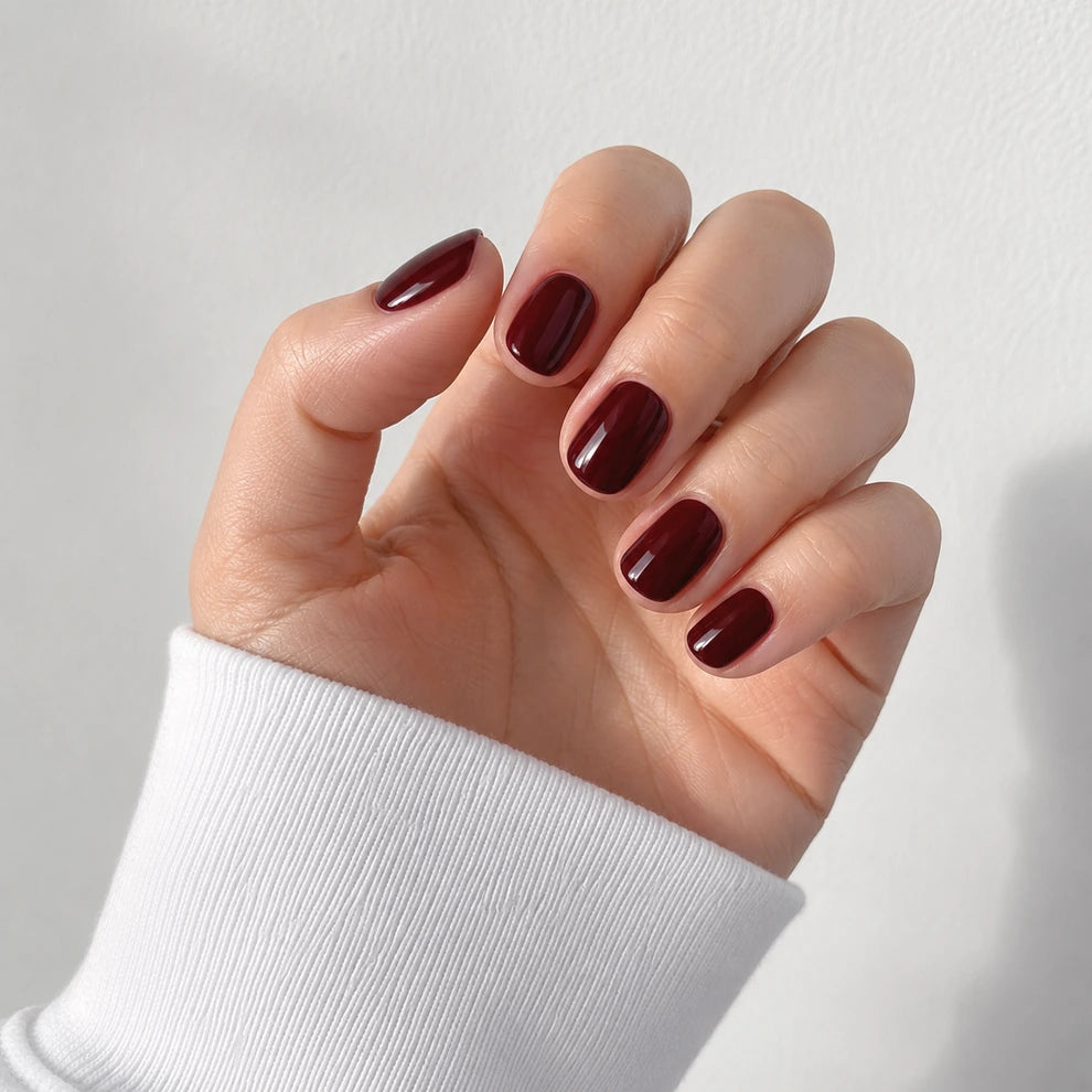 Garnet Glaze short square press-on nails by Matchy Nails