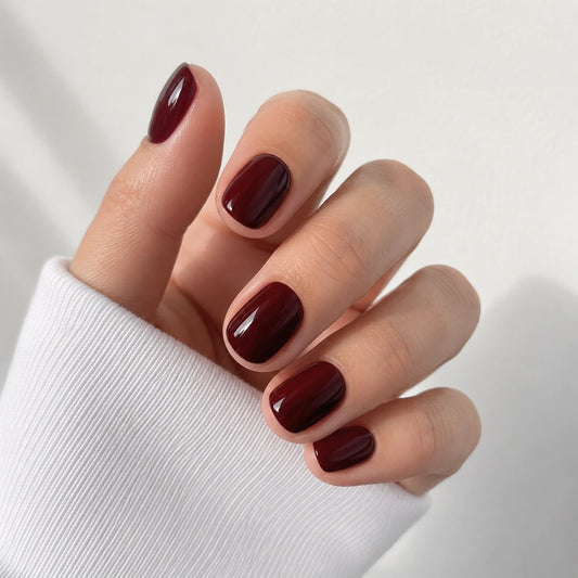 Garnet Glaze short square press-on nails by Matchy Nails