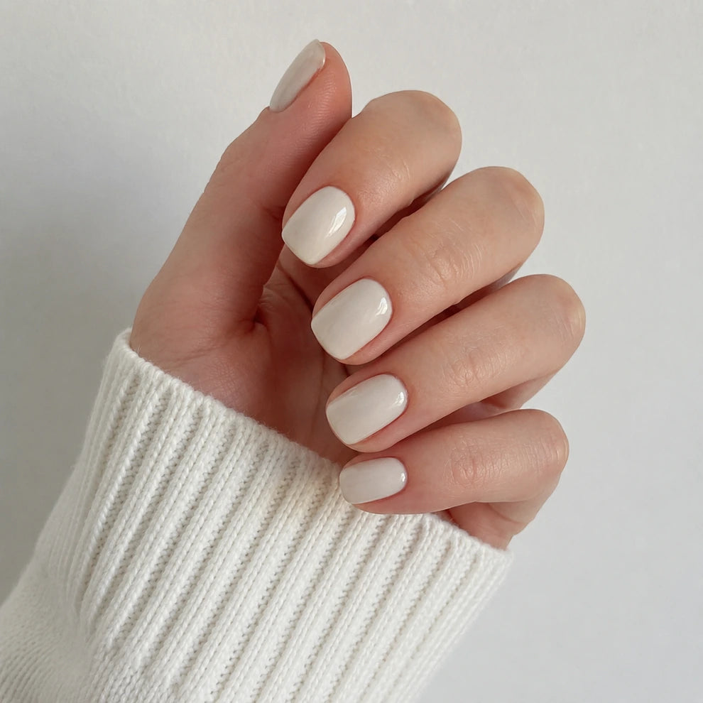 Ivory Cloud short square press-on nails by Matchy Nails