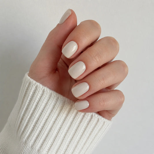 Ivory Cloud short square press-on nails by Matchy Nails