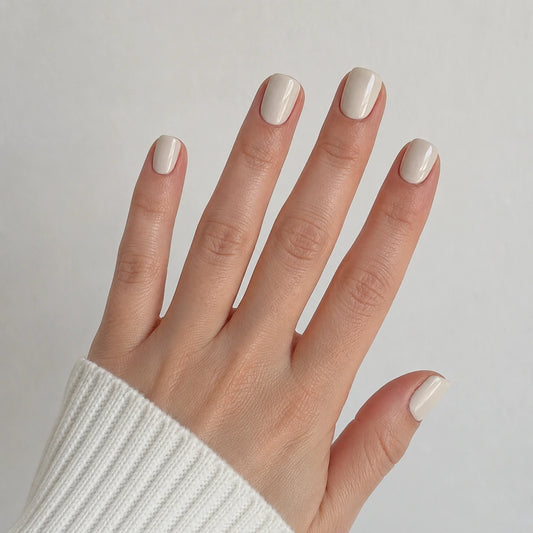 Ivory Cloud short square press-on nails by Matchy Nails