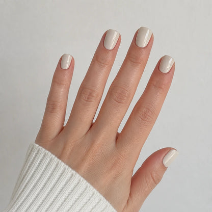 Ivory Cloud short square press-on nails by Matchy Nails
