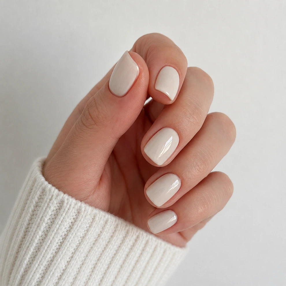 Ivory Cloud short square press-on nails by Matchy Nails