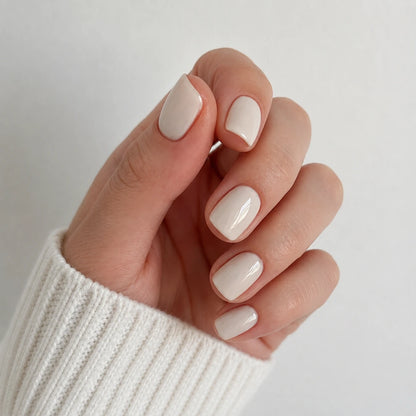 Ivory Cloud short square press-on nails by Matchy Nails