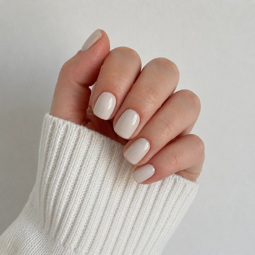Ivory Cloud short square press-on nails by Matchy Nails
