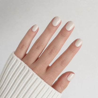 Ivory Cloud short square press-on nails by Matchy Nails