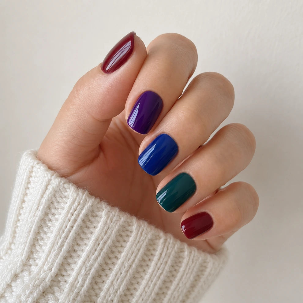 Jewel Glaze short almond press-on nails by Matchy Nails