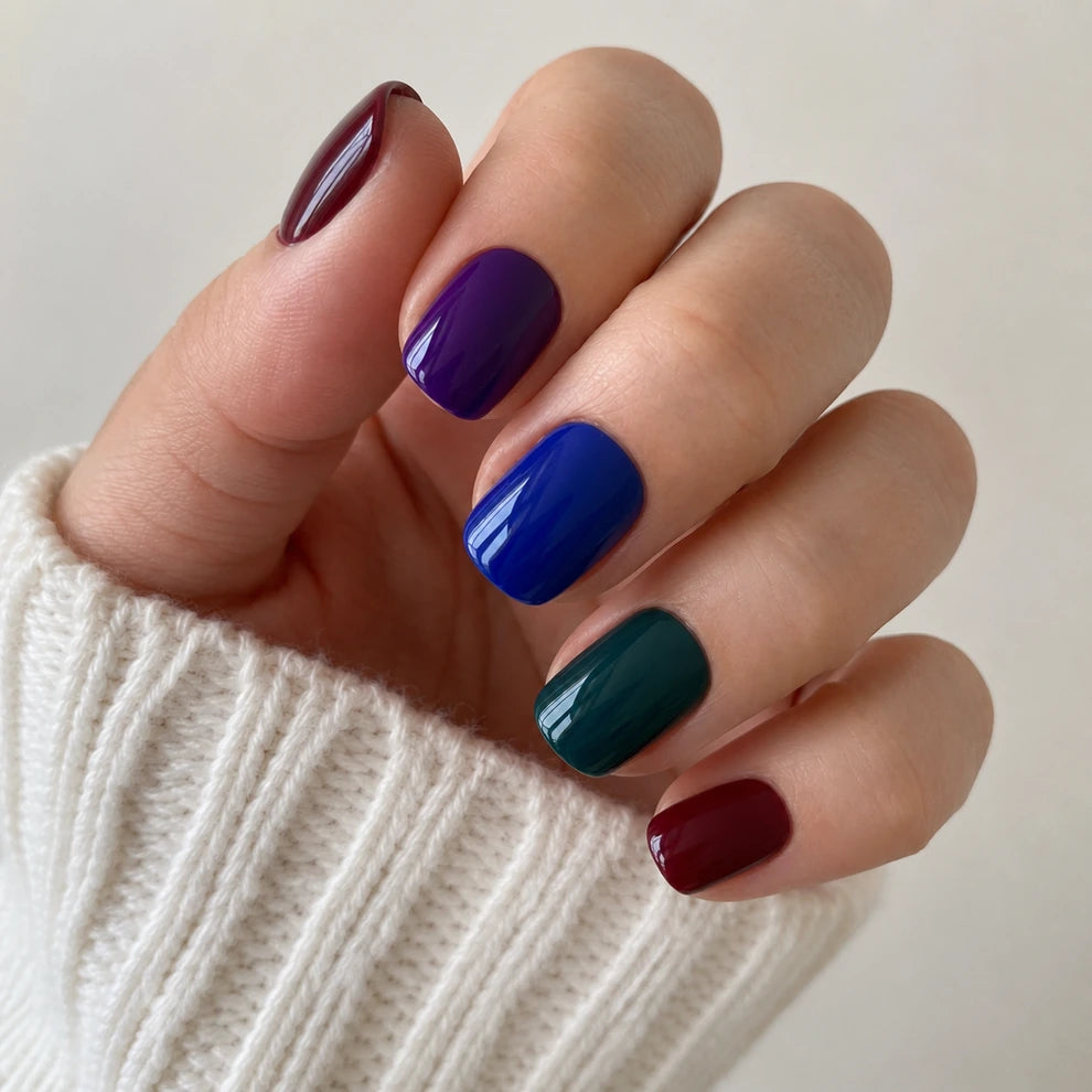 Jewel Glaze short almond press-on nails by Matchy Nails