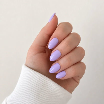 Lilac Veil medium almond purple press-on nails by Matchy Nails