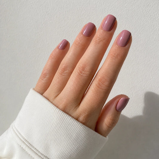 Mauve Glaze short square press-on nails by Matchy Nails